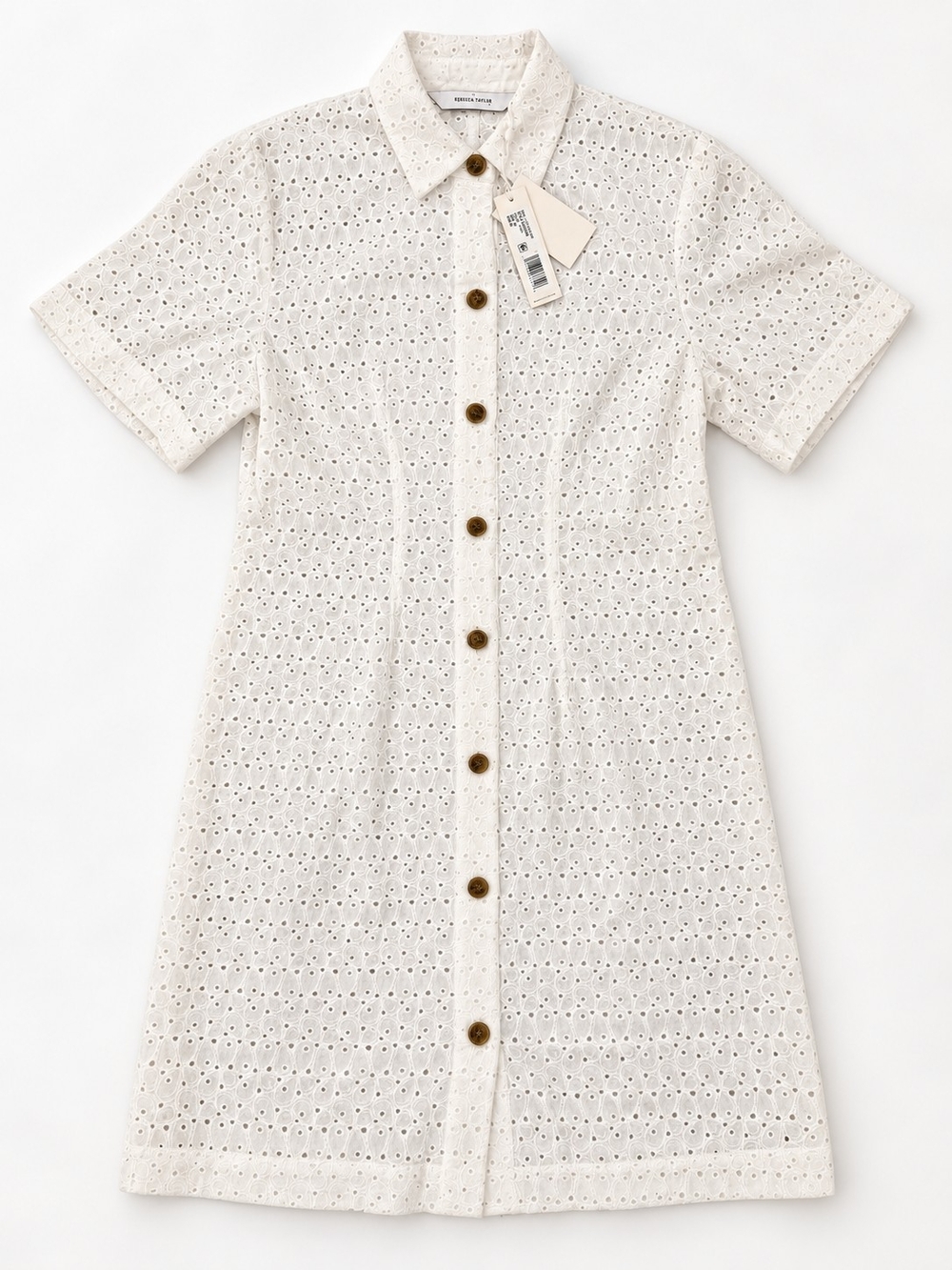NWT Rebecca Taylor Lea Eyelet Shirt Dress White Size 00